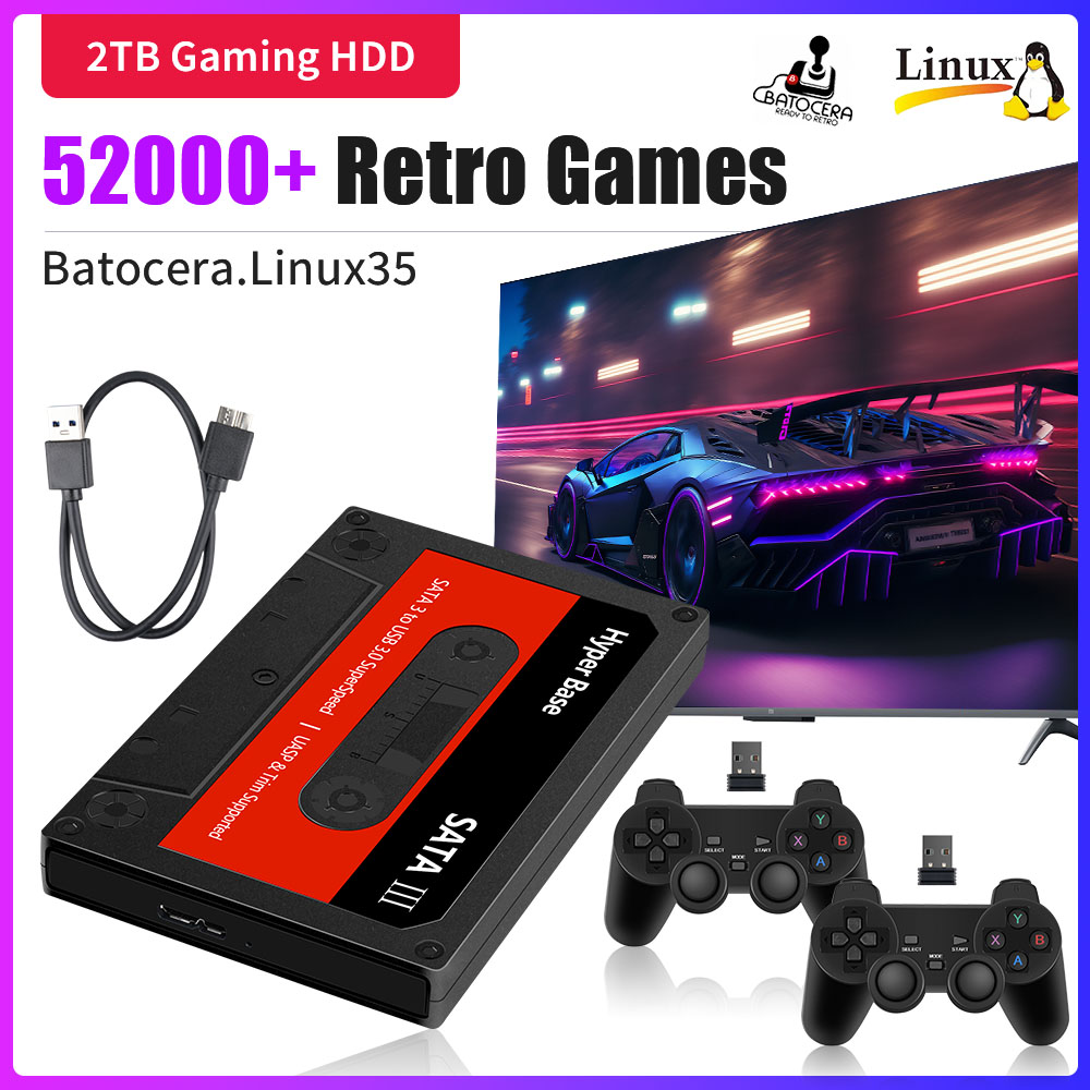Retro Gaming Emulator Pc - ハイパーベースバトセラ2TBゲーミングHDD内蔵、52000以上のレトロゲームとPS2/PS1/PSP/MAME/Wii用80以上のエミュレーター搭載、WIN PC用プラグアンドプレイ