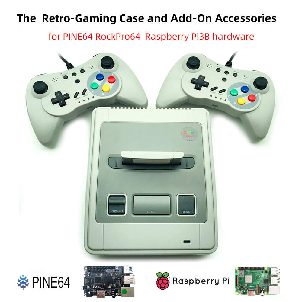 Retro Gaming With Raspberry Pi - レトロファミコンスタイルゲームケースアドオンデュアルゲームパッド（PINE64、RockPro64、Raspberry Pi 3B用）- 模造コンソール周辺機器