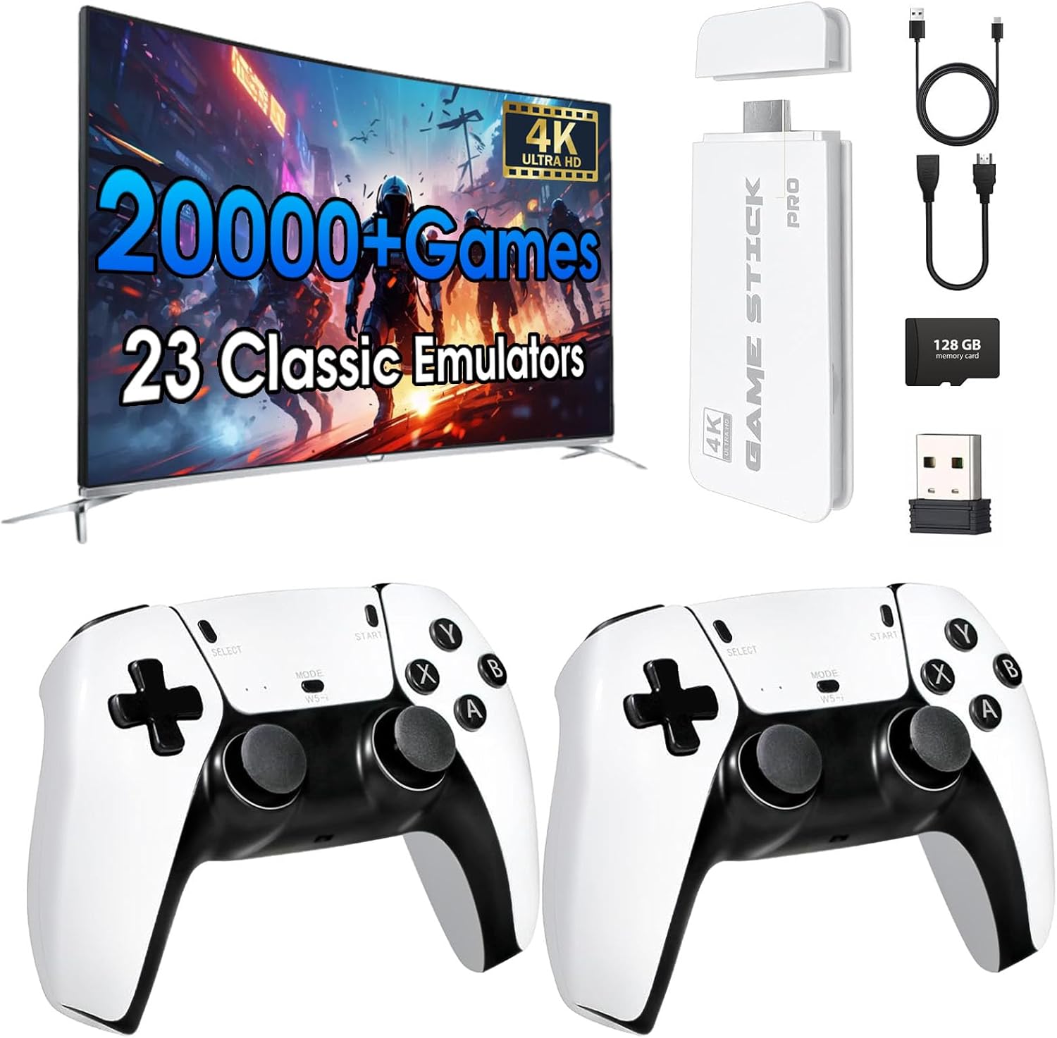Retro Gaming Handheld 2026 - 2026年ニューレトロゲーム機、23種類のエミュレーターと2万種類以上の内蔵ゲーム搭載、4K HDMI、2.4Gデュアルワイヤレスコントローラー付き