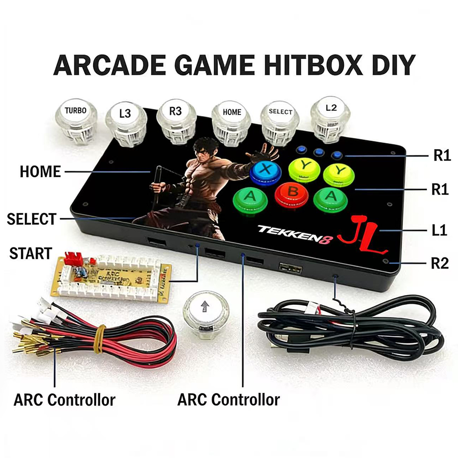 Arcade Button Kit - ワイヤレスアーケードゲームコントローラー、ゲームパッドコピー、SANWAジョイスティックボタン、USBエンコーダー、PSスティック、PS3、Android、Raspberry用DIYキット